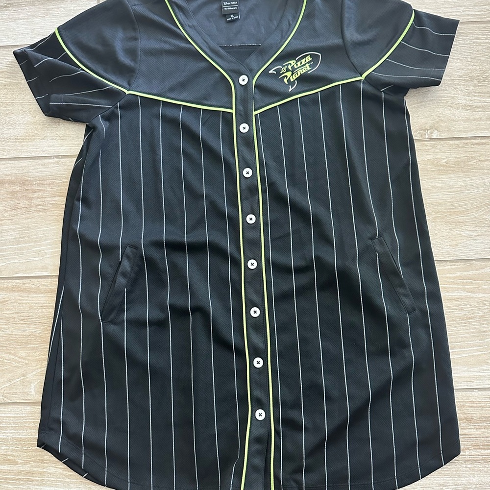 Disney Her Universe Toy Story Pizza Planet Alien Pinstripe Shirt-Dress